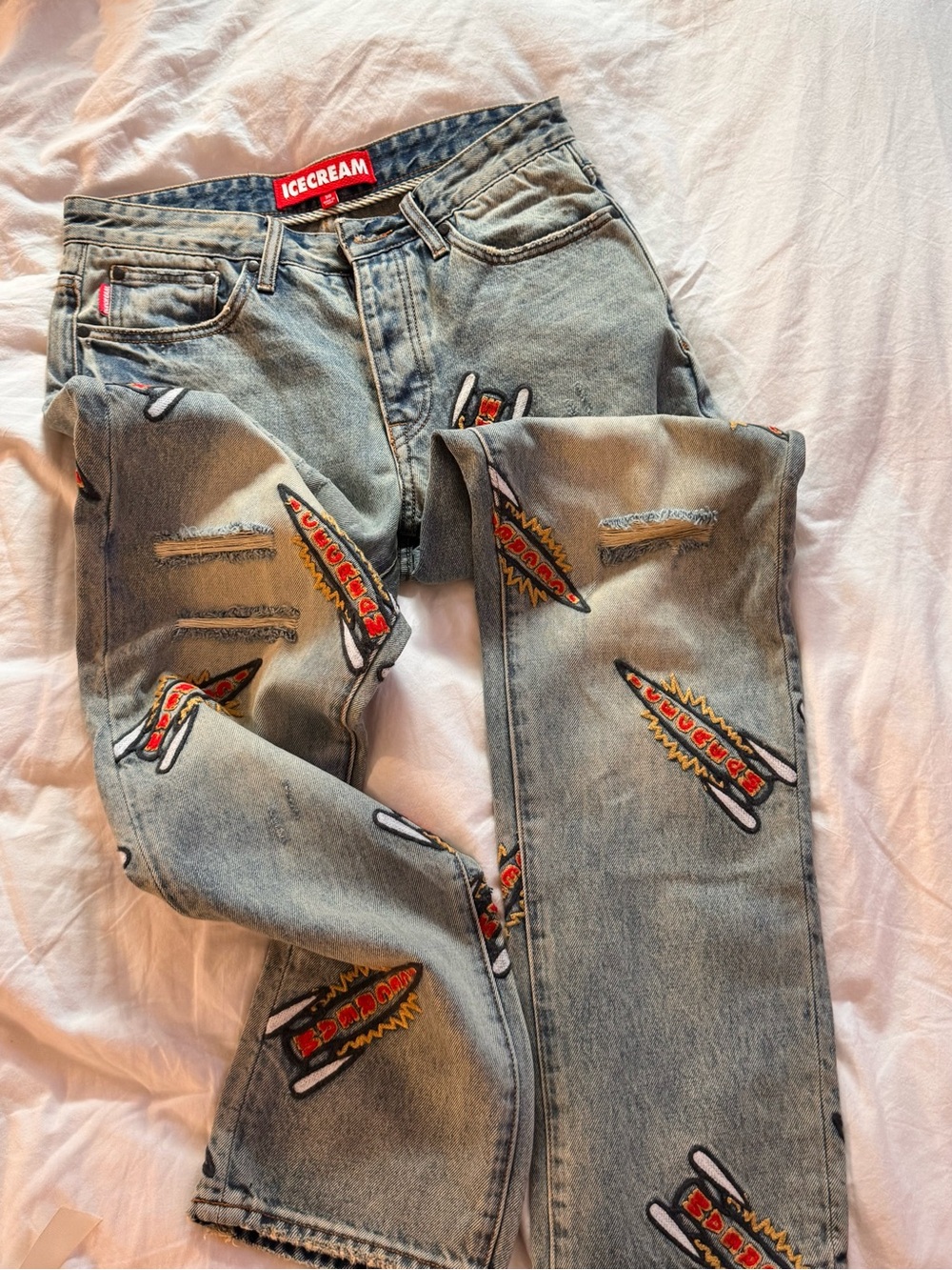 Men’s Icecream Light Blue Washed Denim Jeans in style Hot Fudge